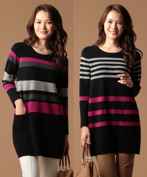 ＊＊SONIA RYKIEL COLLECTION / ソニア リキエル コレクション ニット・セーター | 【新色2色追加】【リバーシブル】リバートータルチュニック ニット（ブラック系5）