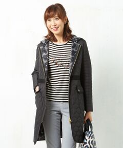 【吸湿発熱性】キルティング中綿フード付き コート