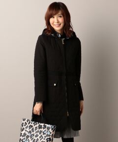 【吸湿発熱性】冬素材キルティング中綿フード付き コート