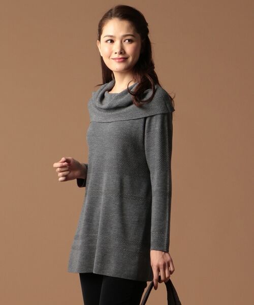 **SONIA RYKIEL COLLECTION / ソニア リキエル コレクション ニット・セーター | 【洗える】ウールユニアレンジオフショルダーチュニック ニット(ライトグレー系)