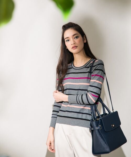 SONIA RYKIEL イタリア製 ボーダー柄 コットンニットトップス 38