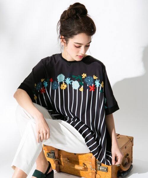 セール】 プリントMIXジャージー ドルマンカットソー (Tシャツ セール】 プリントMIXジャージー ドルマンカットソー (Tシャツ