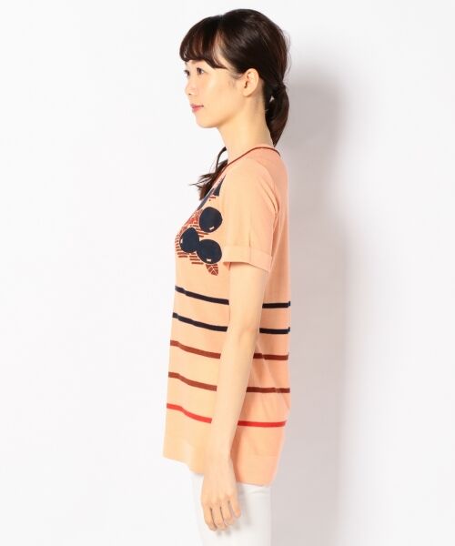 【10％OFF】 セール】 ボーダーアンプリメ ロング丈ニット （ニット トップス