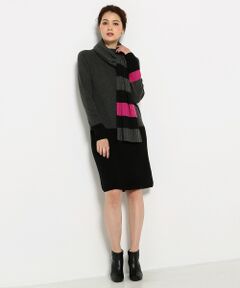 【お得なセットアイテム！ストール＆ブローチ付】ニットセット ワンピース