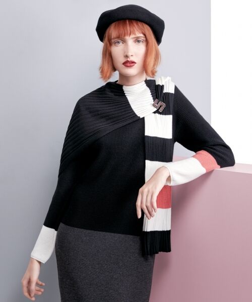 ＊＊SONIA RYKIEL COLLECTION / ソニア リキエル コレクション ミニ丈・ひざ丈ワンピース | 【お得なセットアイテム！ストール＆ブローチ付】ニットセット ワンピース | 詳細8