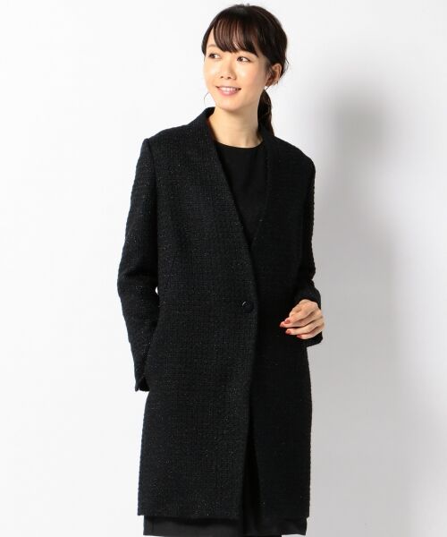 セール】 ラメツイードコート コート （ノーカラージャケット