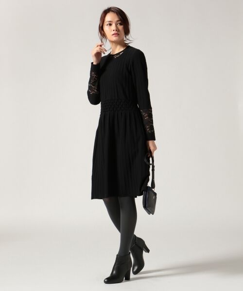 **SONIA RYKIEL COLLECTION / ソニア リキエル コレクション ミニ丈・ひざ丈ワンピース | 【洗える】レーシィタックギャザー ワンピース | 詳細1