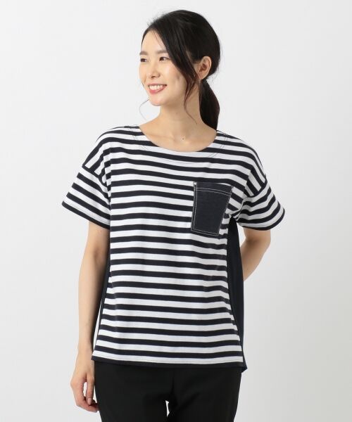 人気アイテム】バイカラーボーダー カットソー （Tシャツ