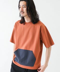 ポケット布帛切替クルーネックTシャツ