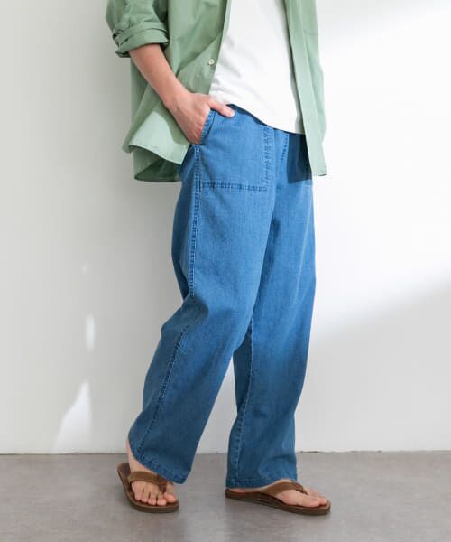 Sonny Label/サニーレーベル 接触冷感デニムイージーパンツ ライトインディゴ L Sonny Label/サニーレーベル 接触冷感デニムイージーパンツ ライトインディゴ L