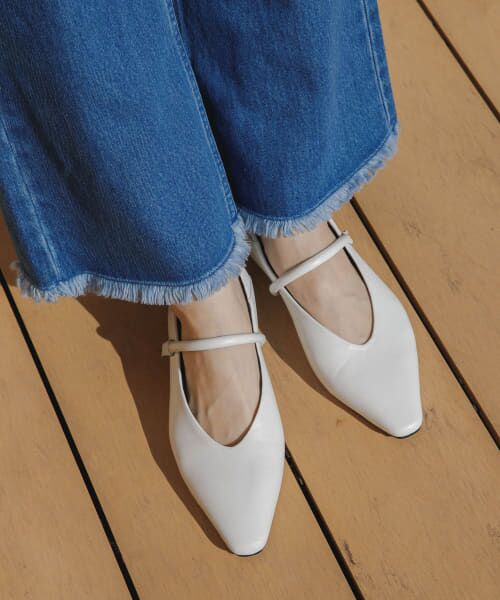 Sonny Label/サニーレーベル REMME ストラップフラットシューズ WHITE 37 Sonny Label/サニーレーベル REMME ストラップフラットシューズ WHITE 37