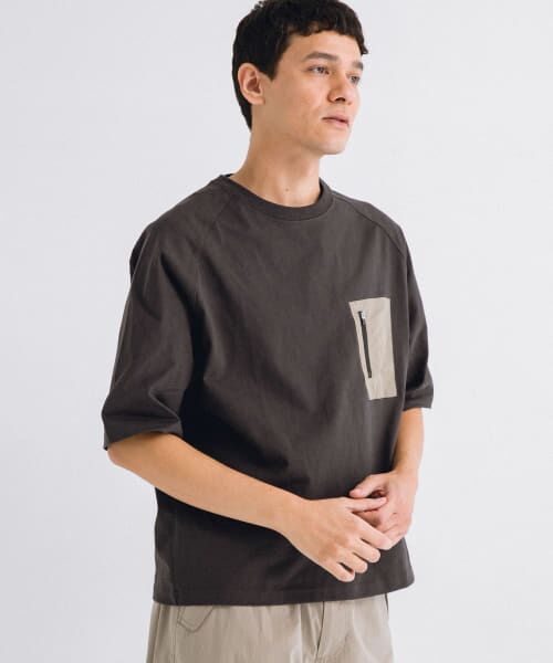 Sonny Label/サニーレーベル ナイロンポケット切替ハーフスリーブTシャツ チャコール XL Sonny Label/サニーレーベル ナイロンポケット切替ハーフスリーブTシャツ チャコール XL