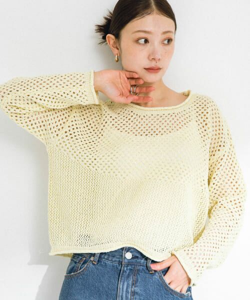 Sonny Label/サニーレーベル スパンコールメッシュニットプルオーバー レモン FREE Sonny Label/サニーレーベル スパンコールメッシュニットプルオーバー レモン FREE