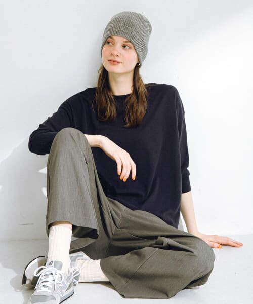 Sonny Label/サニーレーベル (接触冷感)クールミストワイドニットプルオーバー ネイビー FREE Sonny Label/サニーレーベル (接触冷感)クールミストワイドニットプルオーバー ネイビー FREE