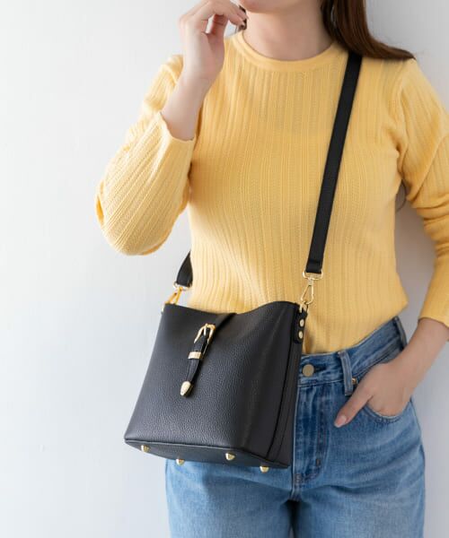 Sonny Label/サニーレーベル AULENTTI 2WAYバケツ型ショルダーバッグ BLACK one Sonny Label/サニーレーベル AULENTTI 2WAYバケツ型ショルダーバッグ BLACK one