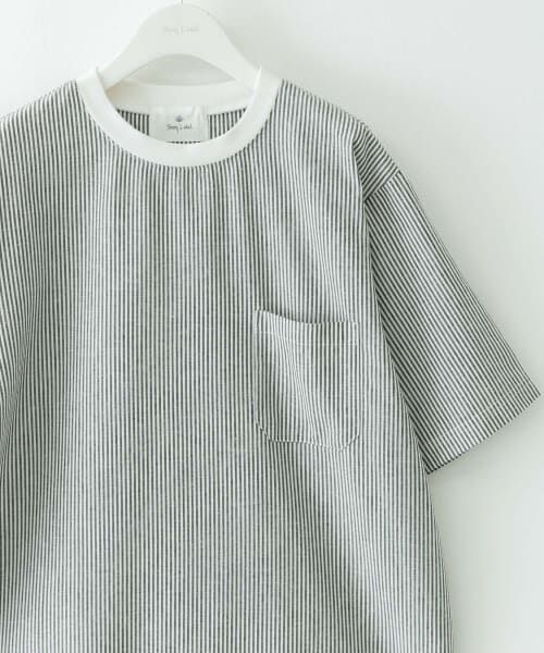 Sonny Label/サニーレーベル 接触冷感リネン混ショートスリーブTシャツ オフ×ブラック L Sonny Label/サニーレーベル 接触冷感リネン混ショートスリーブTシャツ オフ×ブラック L