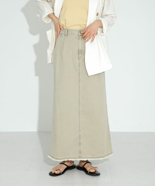 Sonny Label/サニーレーベル コットンツイルタックナロースカート グレージュ 36 Sonny Label/サニーレーベル コットンツイルタックナロースカート グレージュ 36