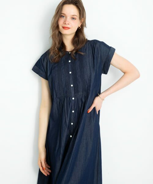 Sonny Label/サニーレーベル デニムピンタックヨークフレンチワンピース インディゴ FREE Sonny Label/サニーレーベル デニムピンタックヨークフレンチワンピース インディゴ FREE
