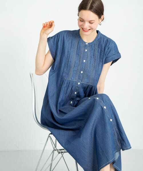 Sonny Label/サニーレーベル デニムピンタックヨークフレンチワンピース L.インディゴ FREE Sonny Label/サニーレーベル デニムピンタックヨークフレンチワンピース L.インディゴ FREE
