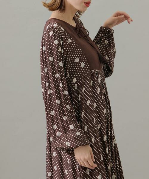 Sonny Label / サニーレーベル ワンピース | フラワーMIXサテンドットワンピース | 詳細1