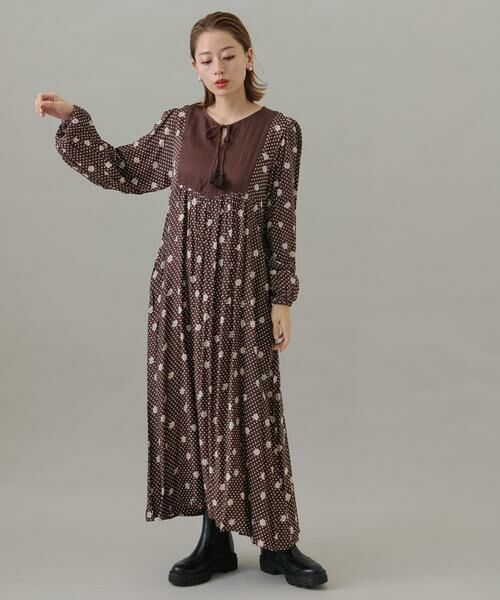 Sonny Label / サニーレーベル ワンピース | フラワーMIXサテンドットワンピース | 詳細9