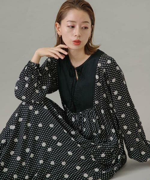 Sonny Label / サニーレーベル ワンピース | フラワーMIXサテンドットワンピース | 詳細17