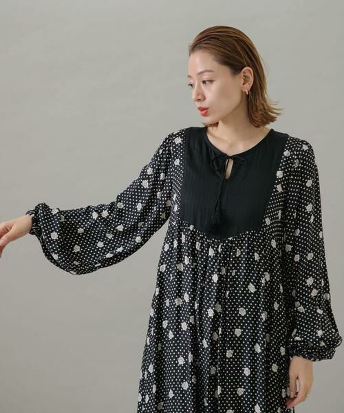 Sonny Label / サニーレーベル ワンピース | フラワーMIXサテンドットワンピース | 詳細20