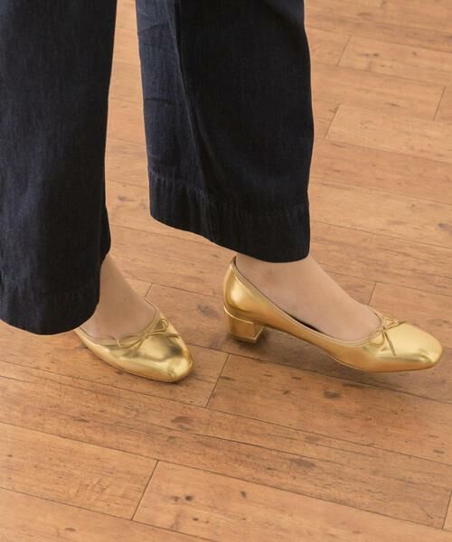 Sonny Label/サニーレーベル メタリックヒールバレエシューズ ゴールド 36