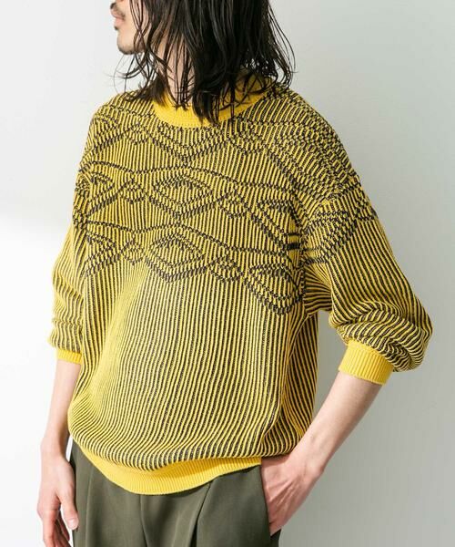 Sonny Label/サニーレーベル ジャガードクルーネックニットプルオーバー イエロー M Sonny Label/サニーレーベル ジャガードクルーネックニットプルオーバー イエロー M