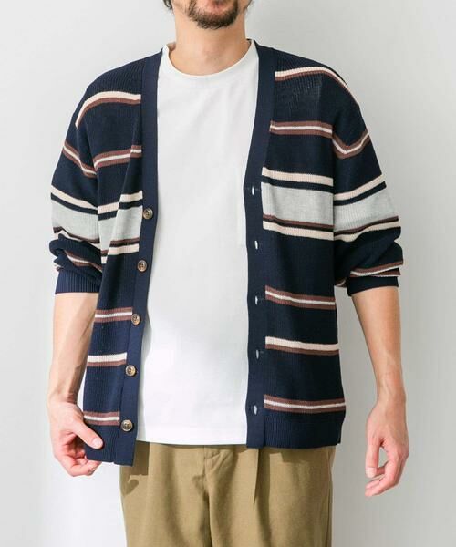 Sonny Label/サニーレーベル マルチボーダーニットカーディガン ネイビー M