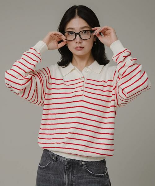 Sonny Label / サニーレーベル ニット・セーター | ポロシャツニットボーダープルオーバー | 詳細10