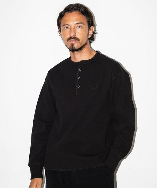 Sonny Label / サニーレーベル Tシャツ | OOPS　サーマルヘンリーネックプルオーバー（ブラック）