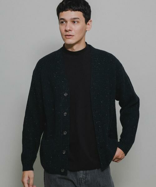 Sonny Label/サニーレーベル ウォッシャブルウール混ネップカーディガン グリーン M