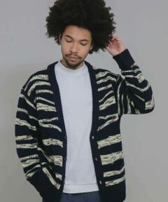 ウール混スペースダイニットカーディガン