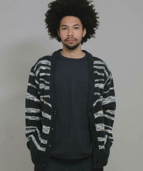 Sonny Label/サニーレーベル ウール混スペースダイニットカーディガン ブラック系その他 M