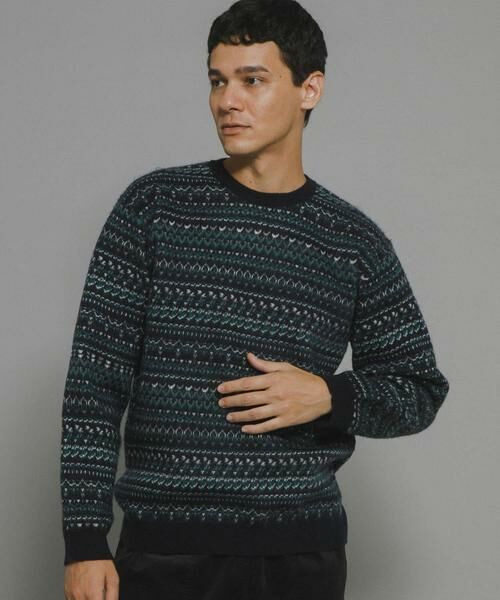 Sonny Label/サニーレーベル フェアアイル柄ニットプルオーバー ネイビー M Sonny Label/サニーレーベル フェアアイル柄ニットプルオーバー ネイビー M