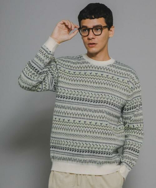 Sonny Label/サニーレーベル フェアアイル柄ニットプルオーバー オフホワイト M