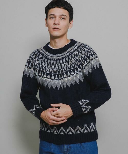 ニーマンマーカス カシミア セーター ハート柄 ネイビー ニット XL CPCM（シーピーシーエム）の「総柄ハートBIGニット（ニット