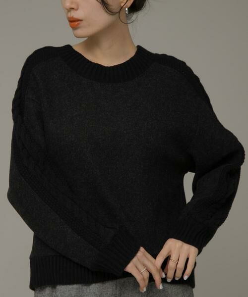 Sonny Label / サニーレーベル ニット・セーター | ニット切替メルトンプルオーバー | 詳細1