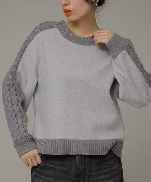 Sonny Label / サニーレーベル ニット・セーター | ニット切替メルトンプルオーバー | 詳細11