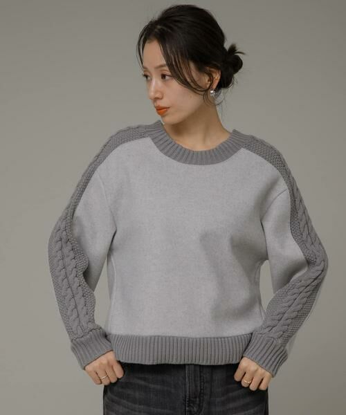 Sonny Label / サニーレーベル ニット・セーター | ニット切替メルトンプルオーバー | 詳細12