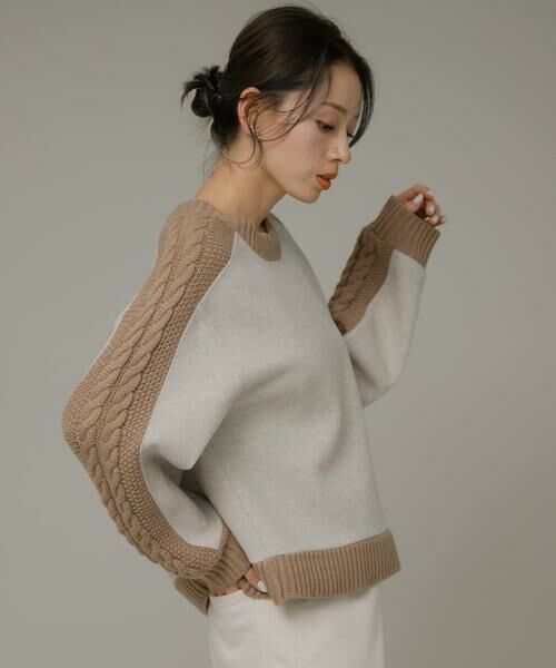 Sonny Label / サニーレーベル ニット・セーター | ニット切替メルトンプルオーバー | 詳細25