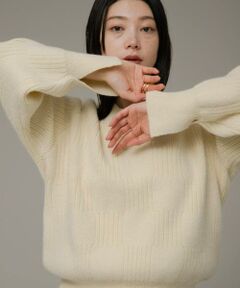 Sonny Label / サニーレーベル ニット・セーター | Vネック配色スクエアパターンニット