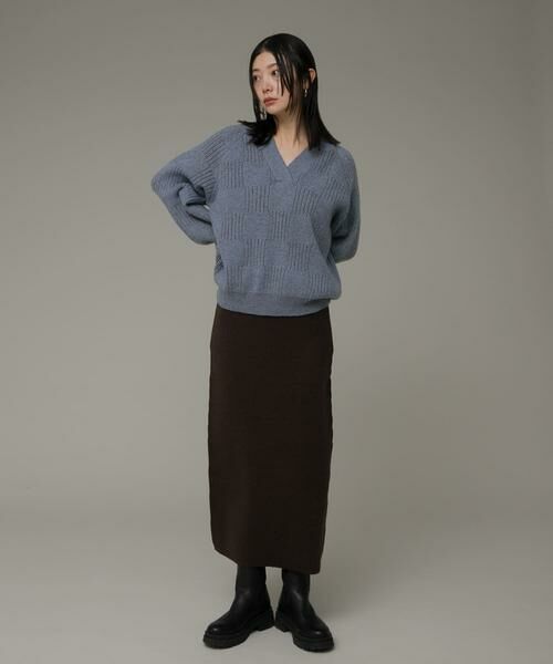 Sonny Label / サニーレーベル ニット・セーター | Vネック配色スクエアパターンニット | 詳細6