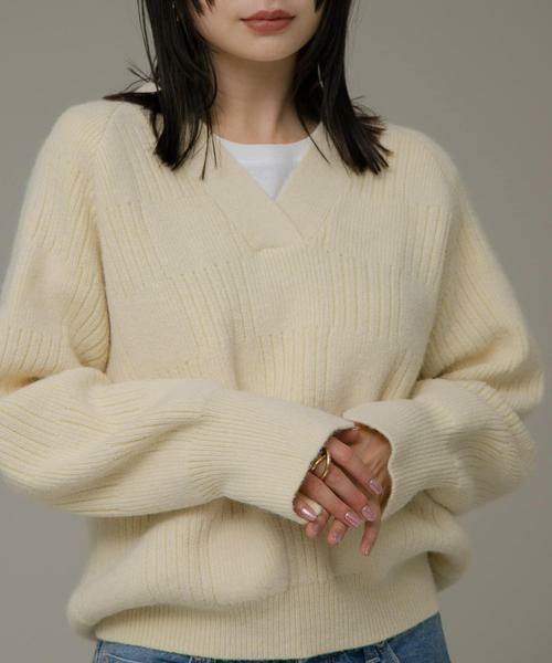 Sonny Label / サニーレーベル ニット・セーター | Vネック配色スクエアパターンニット | 詳細16