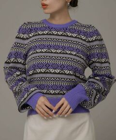 Sonny Label / サニーレーベル ニット・セーター | フェアアイル柄パフスリニットプルオーバー