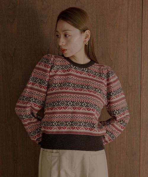 Sonny Label / サニーレーベル ニット・セーター | フェアアイル柄パフスリニットプルオーバー | 詳細1