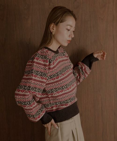 Sonny Label / サニーレーベル ニット・セーター | フェアアイル柄パフスリニットプルオーバー | 詳細3