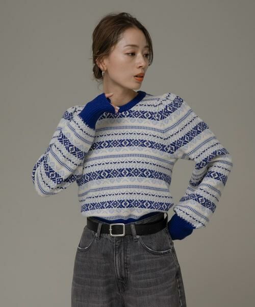Sonny Label / サニーレーベル ニット・セーター | フェアアイル柄パフスリニットプルオーバー | 詳細11