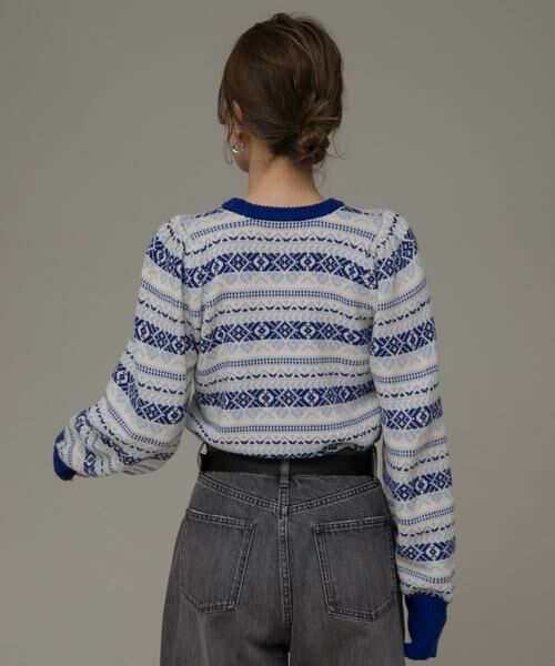 Sonny Label / サニーレーベル ニット・セーター | フェアアイル柄パフスリニットプルオーバー | 詳細13